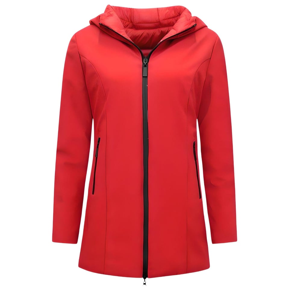 Double Face Dames Jassen Parka - Slim Fit - Rood