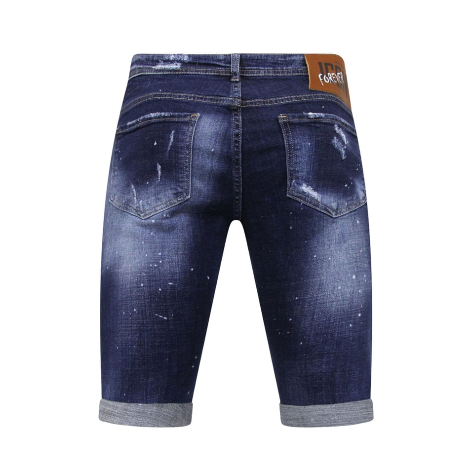 Stretch Short with Paint Splash Heren - Slim Fit -1074- Blauw