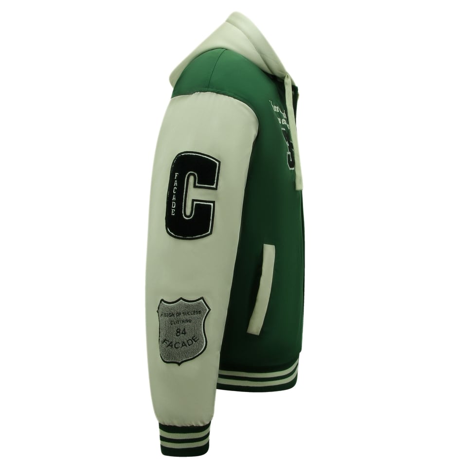 College Jack Heren Oversized Met Capuchon - 8630 - Groen