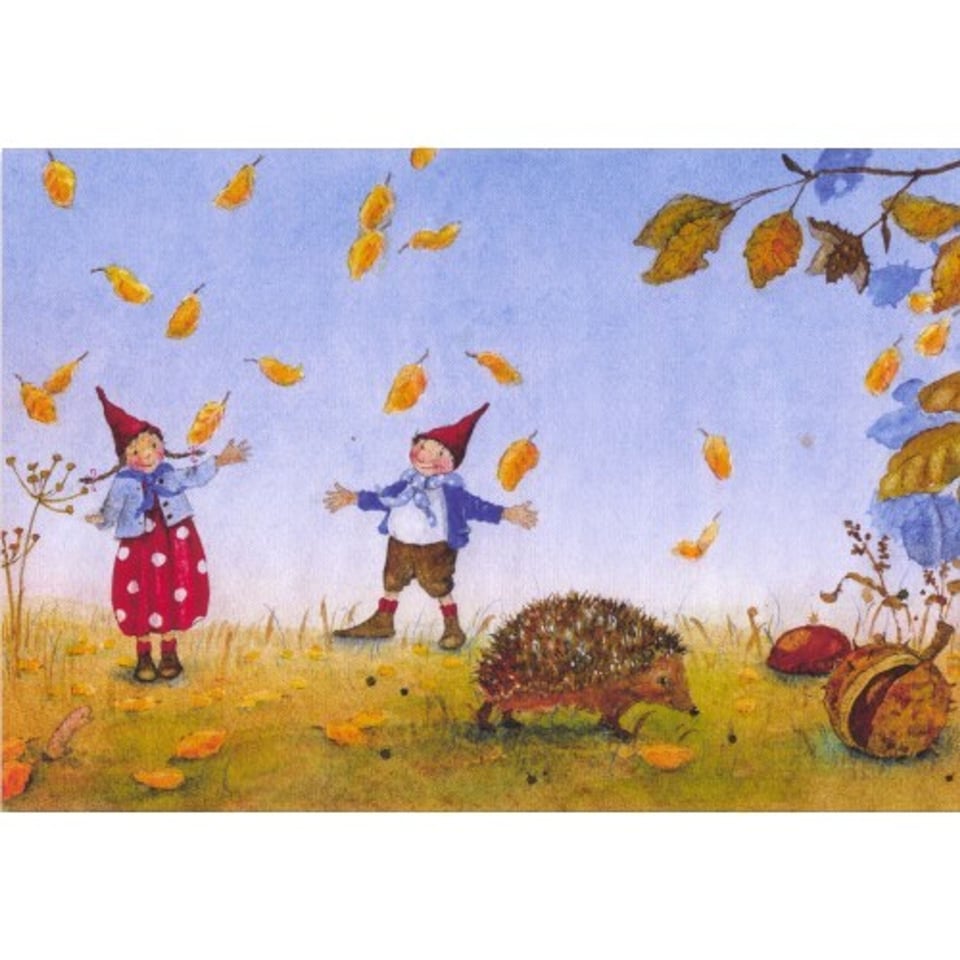 Ansichtkaart Pippa en Pelle Tussen De Herfstbladeren (Daniela Drescher)