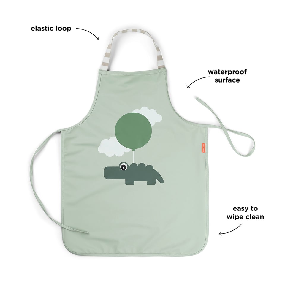 Waterproof Kids Apron Happy Clouds Green