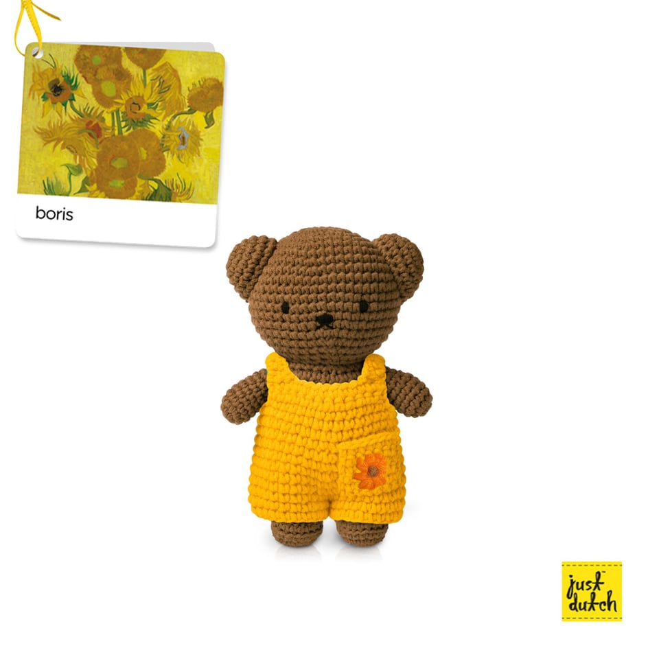 Gehaakte Knuffel Boris Sunflower Overall 25 Cm 100 % Cotton 0+