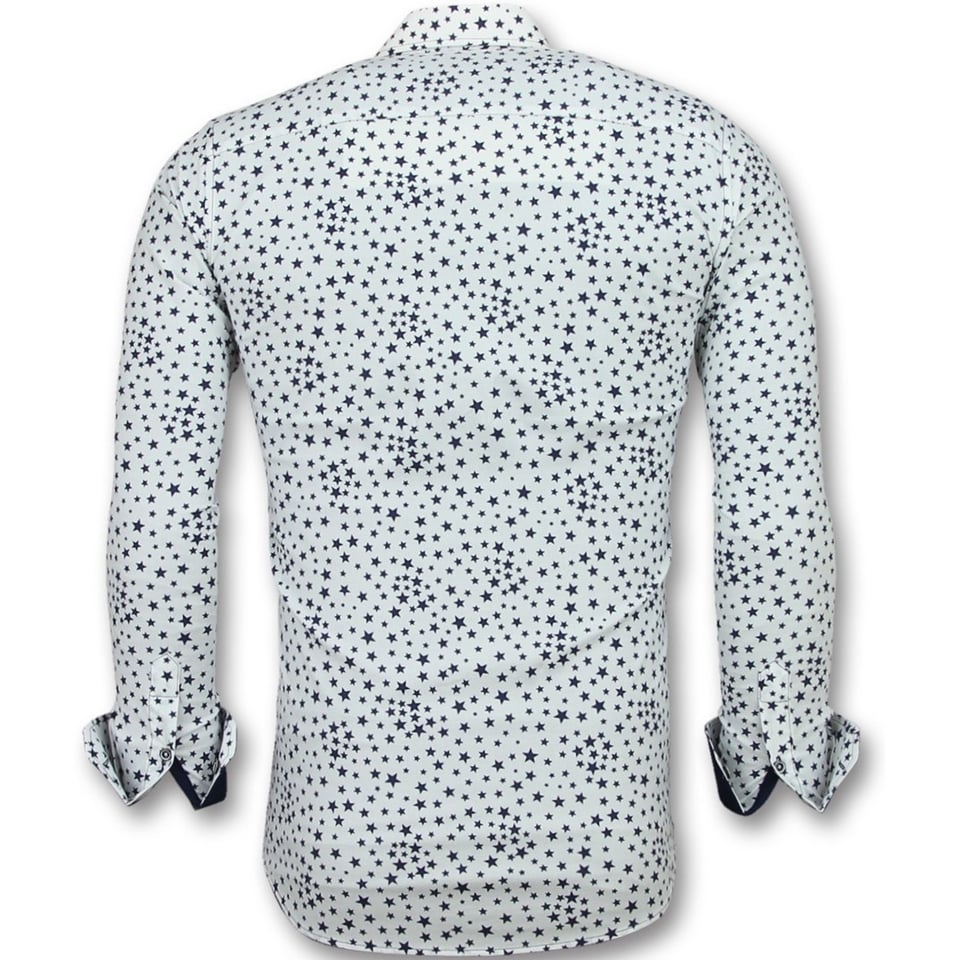 Heren Overhemden Regular Fit - Bloemen Blouse Mannen - 3007 - Wit