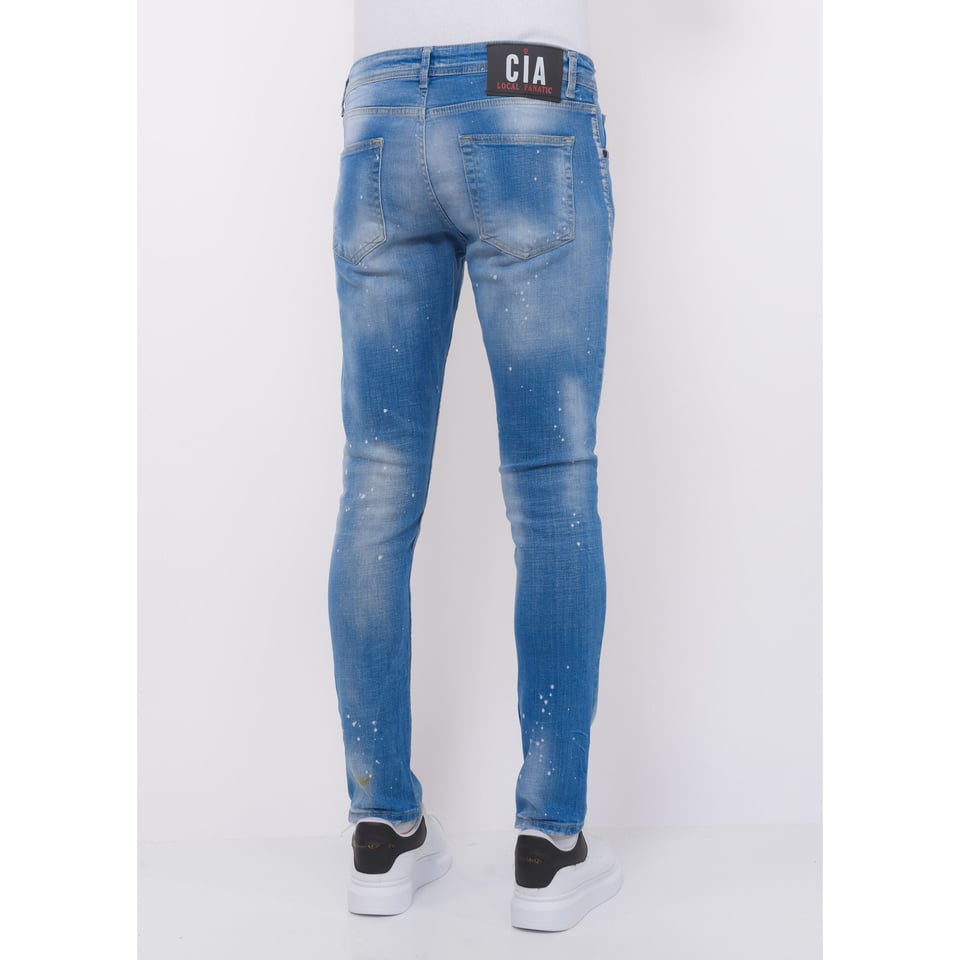 Blue Ripped SkaterJeans Heren - Slim Fit -1078- Blauw