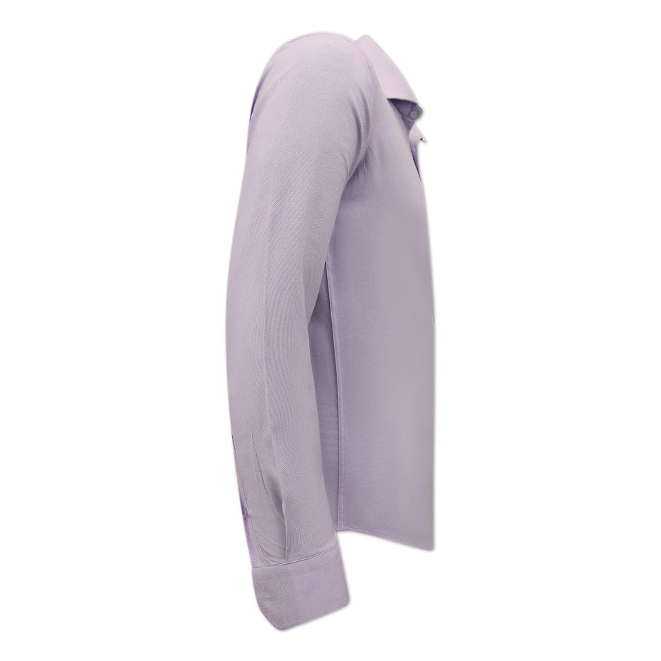 Getailleerde Heren Effen Oxford Shirt - Slim Fit Stretch - Paars