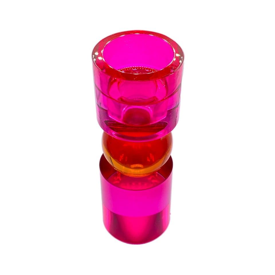 Kandelaar Votief Fuchsia-Oranje Kristal Glas 5x15cm