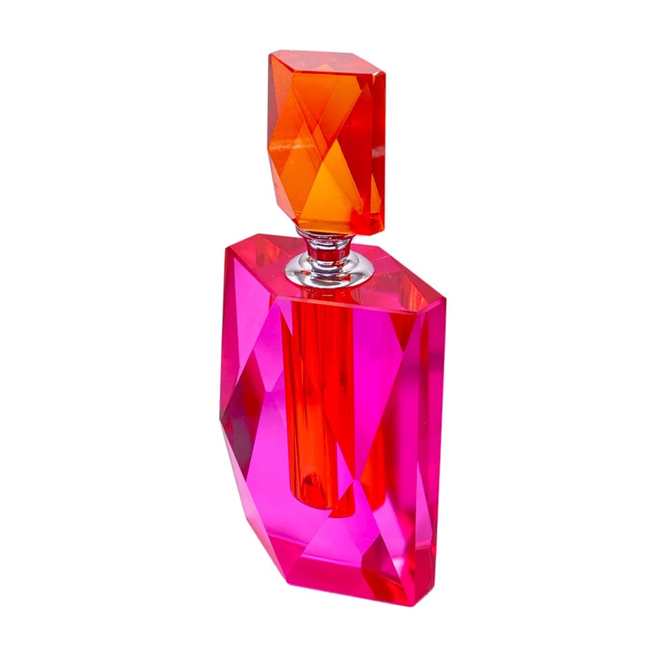 Parfumfles Votief Oranje-Fuchsia Kristal Glas 8x18x5cm