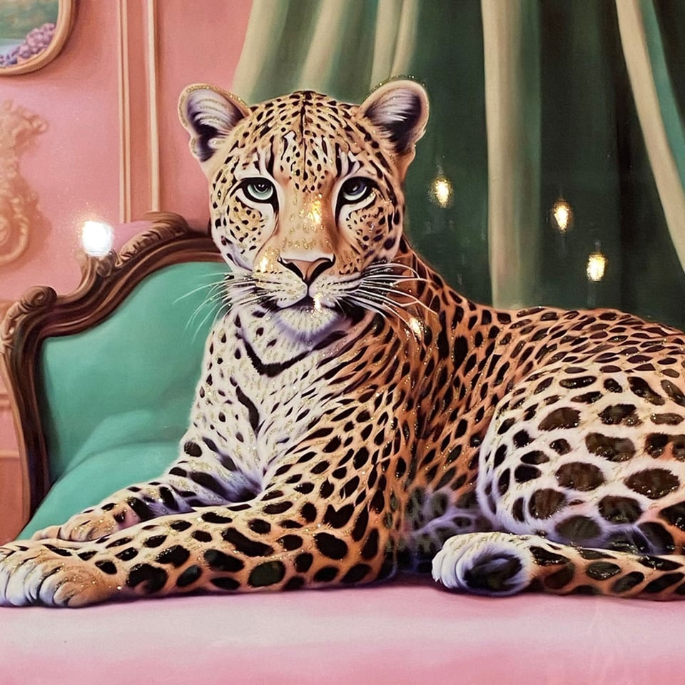Poster Panter Op Bank Glitters 53x73cm Ingelijst