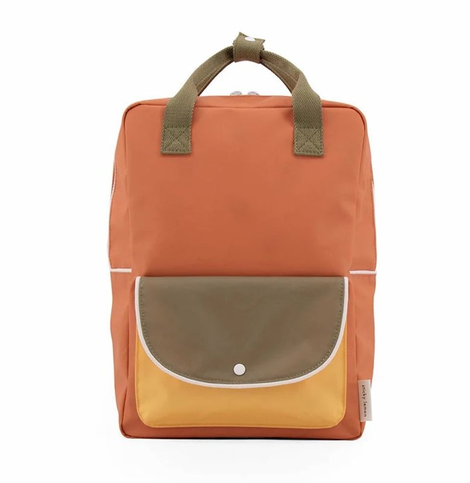 Sticky Lemon large backpack wanderer - faded orange + seventies green + retro yellow
