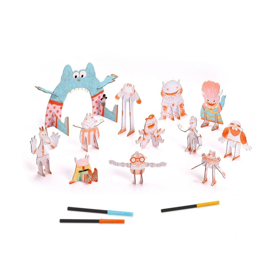 3D Kleurplaat Speelfiguren Team Monsters