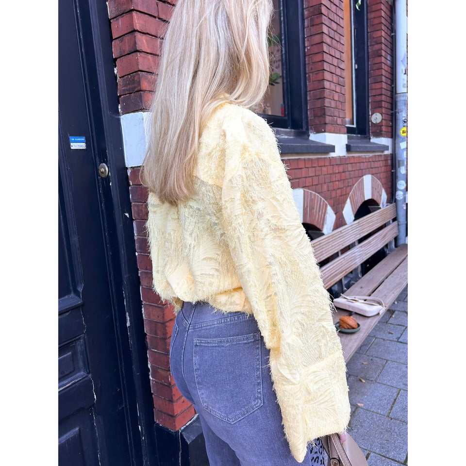 Trendy Fringe Blouse - Soft Yellow