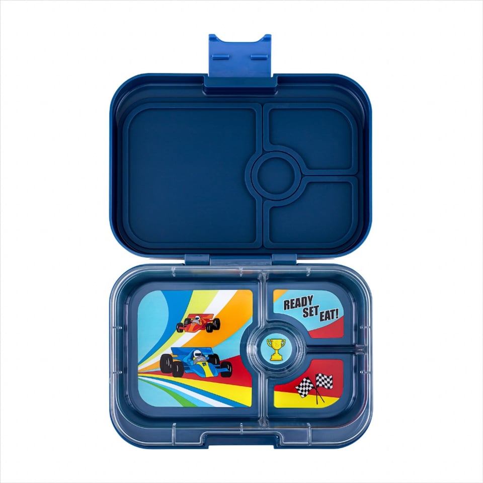 Yumbox Panino 4-Vakken - Monte Carlo Blue / Race Cars Tray