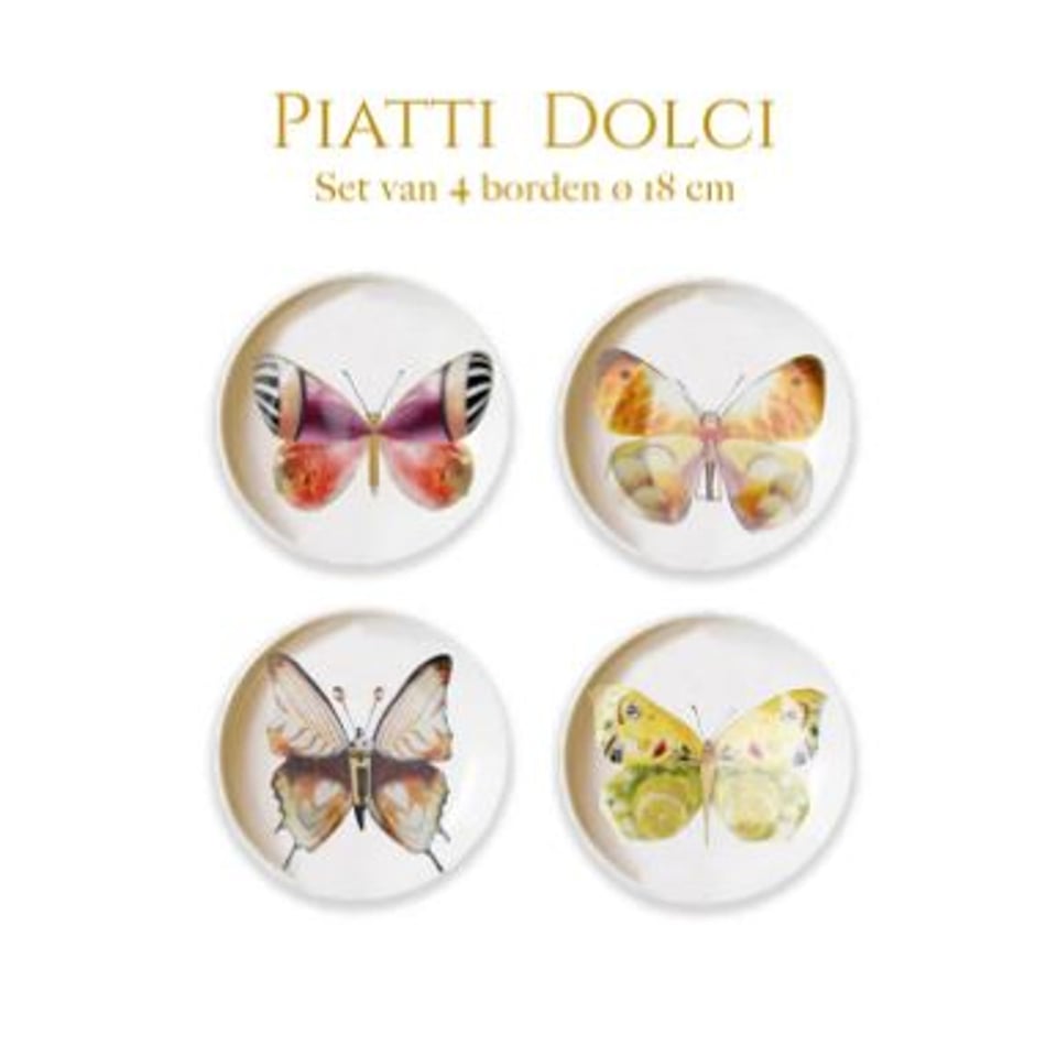 Farfalla - Piatti Dolci- Set Van 4 Dessert Borden