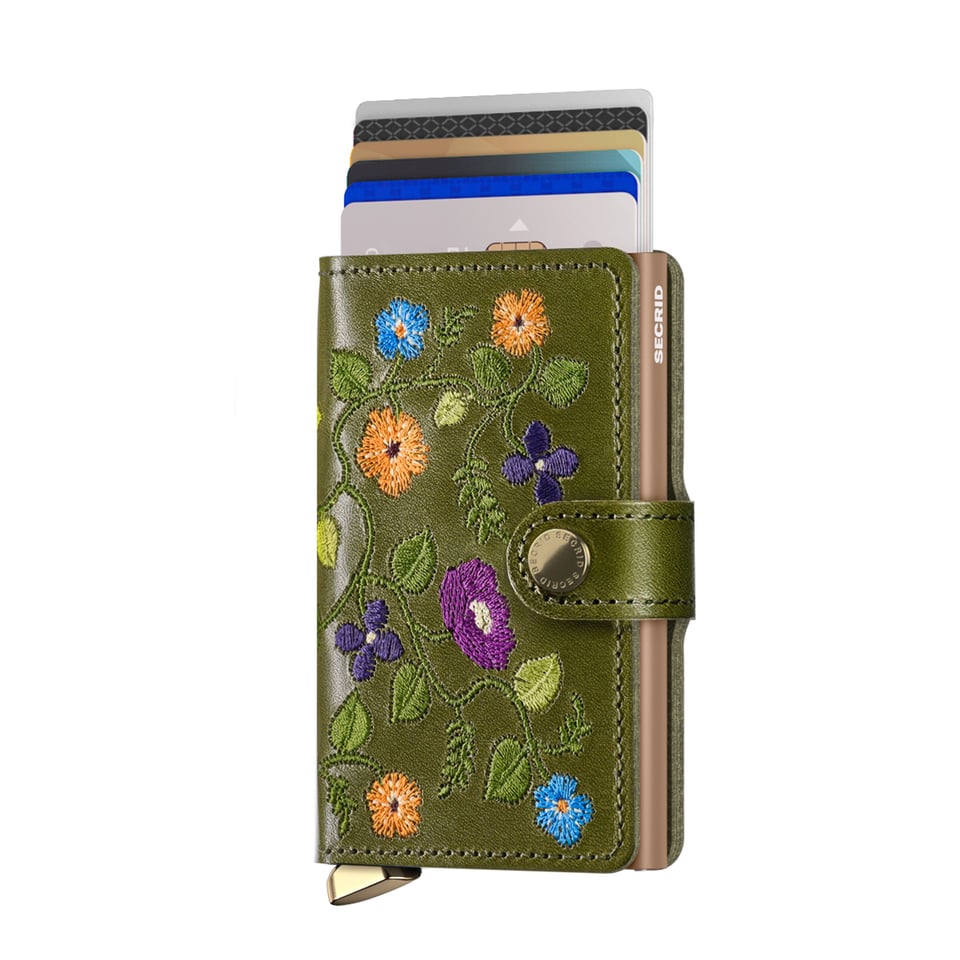 Secrid Miniwallet premium stitch floral olive