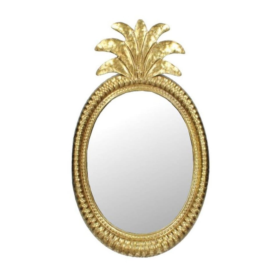 Spiegel Ovaal Ananas Goud Metaal 27x49cm Met Standaard