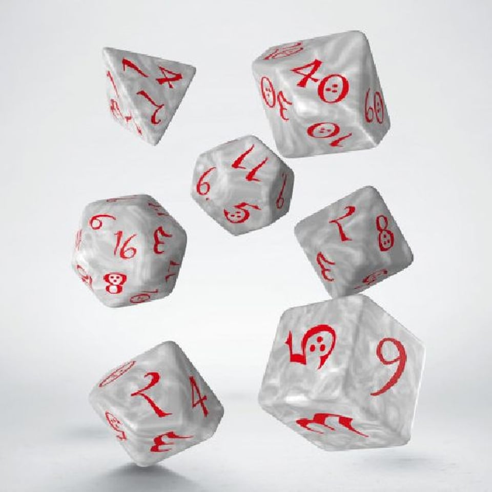Dice Poly Classic RPG Pearl & Red
