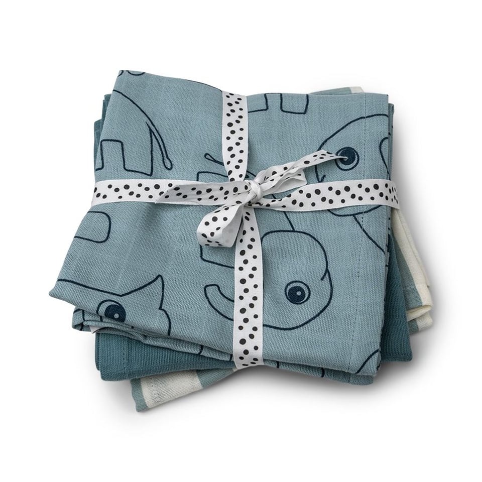 Burp Cloth 3-Pack Deer Friends Blue