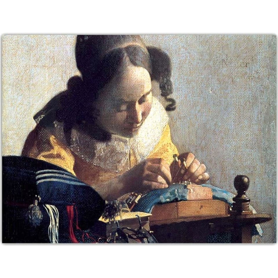 Postkaart - Johannes Vermeer - De Kantwerkster