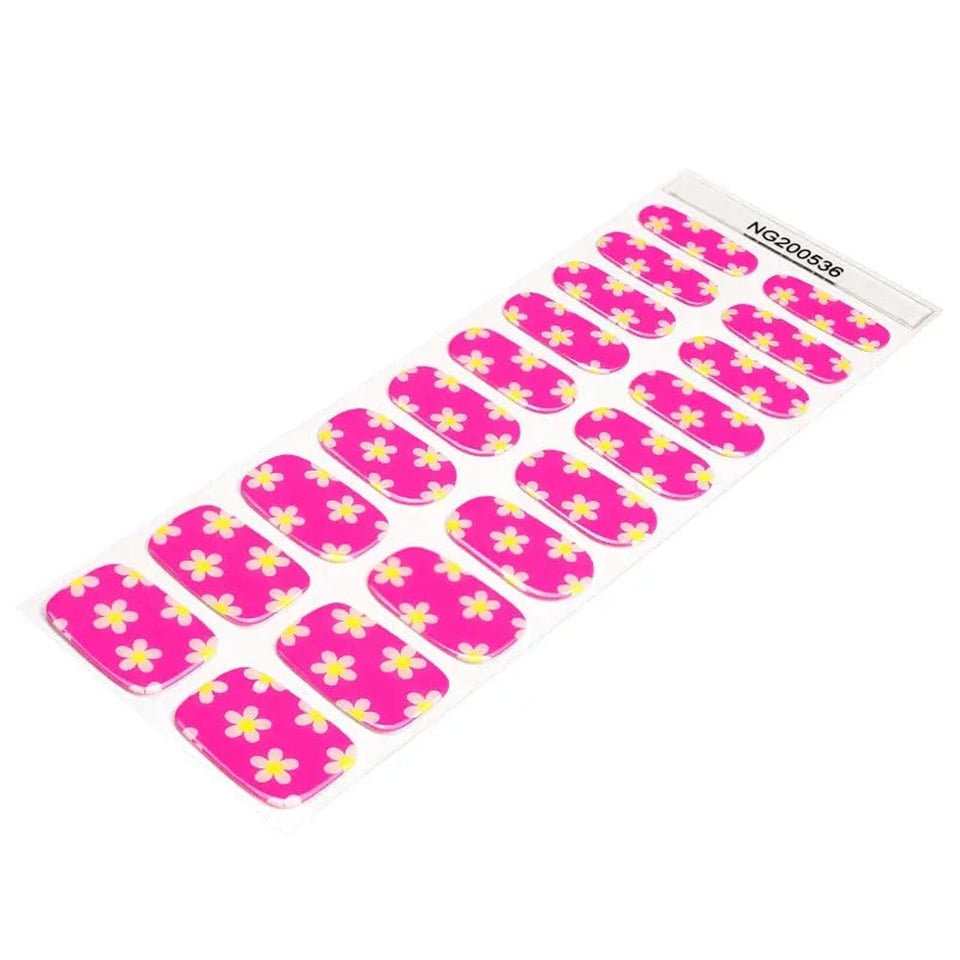 Pink Daisy Nail Wraps  Summer Must-Have