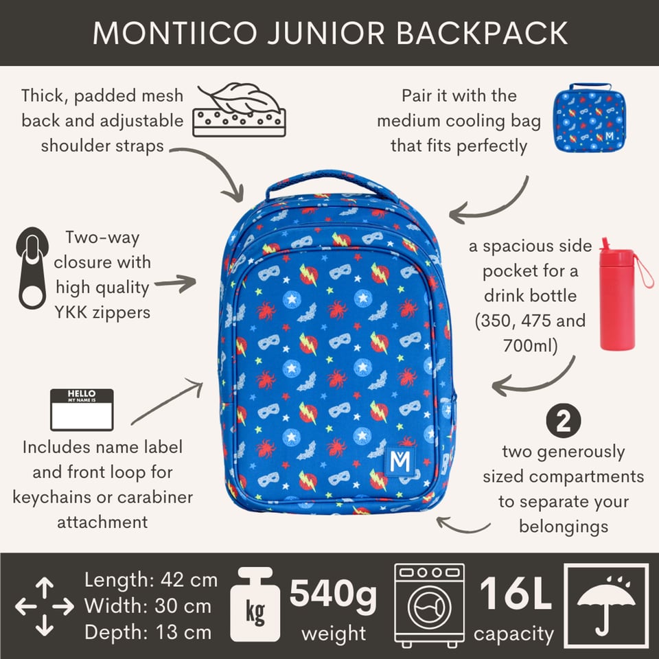 Montii Junior Rugzak Superhero - Blauw