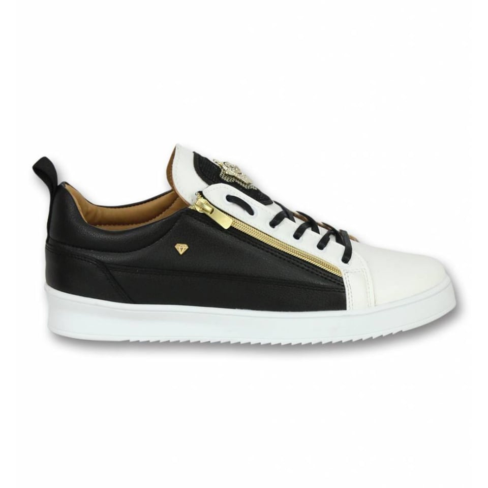 Heren Schoenen - Heren Sneaker Bee Black White Gold - CMS97 - Wit/Zwart