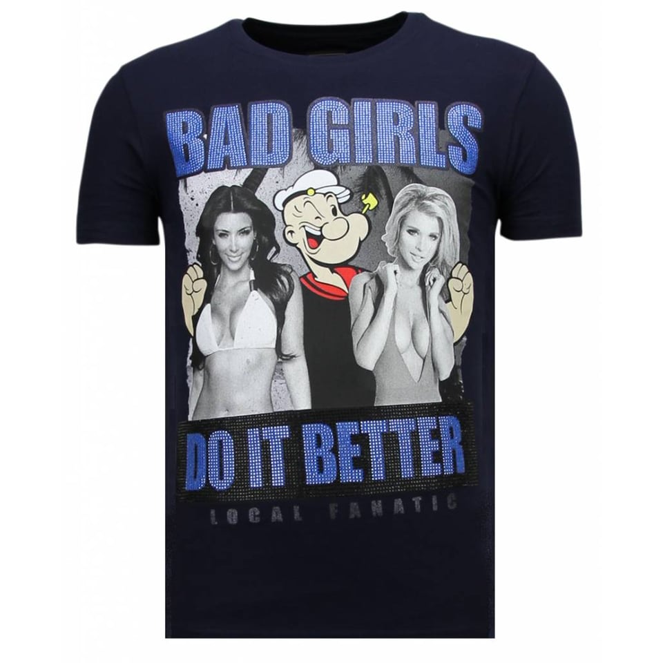 Bad Girls Do It Better - Rhinestone T-Shirt - Navy