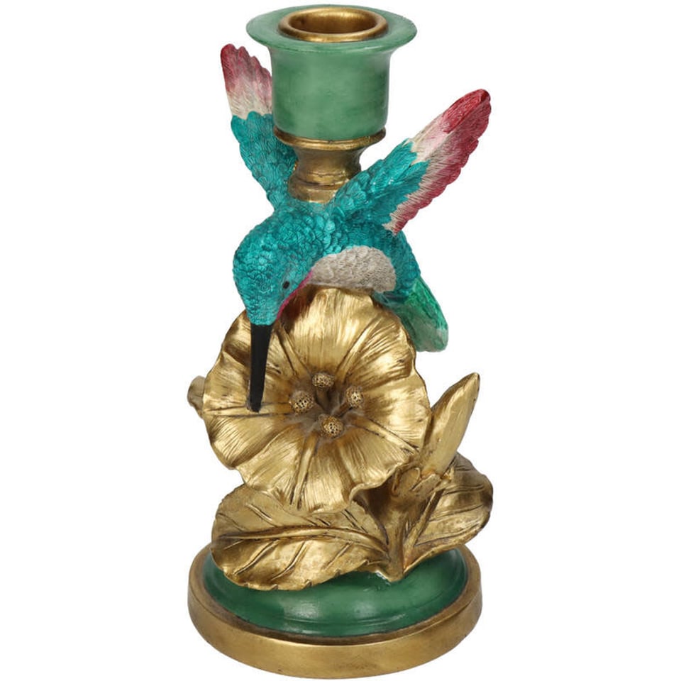 Kandelaar Kolibrie Polyresin S 17,5cm - Kleur: Multi - Maat: 10x9x17 - 5cm