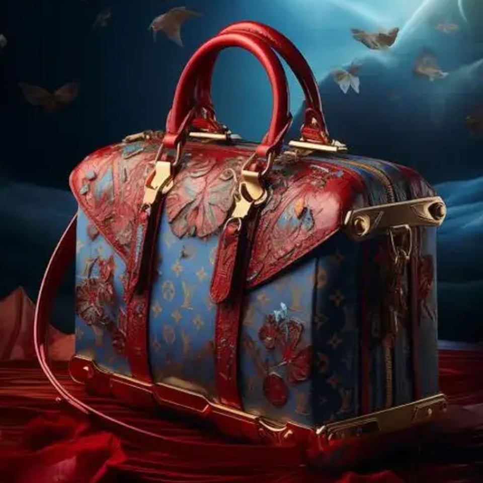 Glasschilderij Louis Vuitton Tas Multicolor 60x80cm