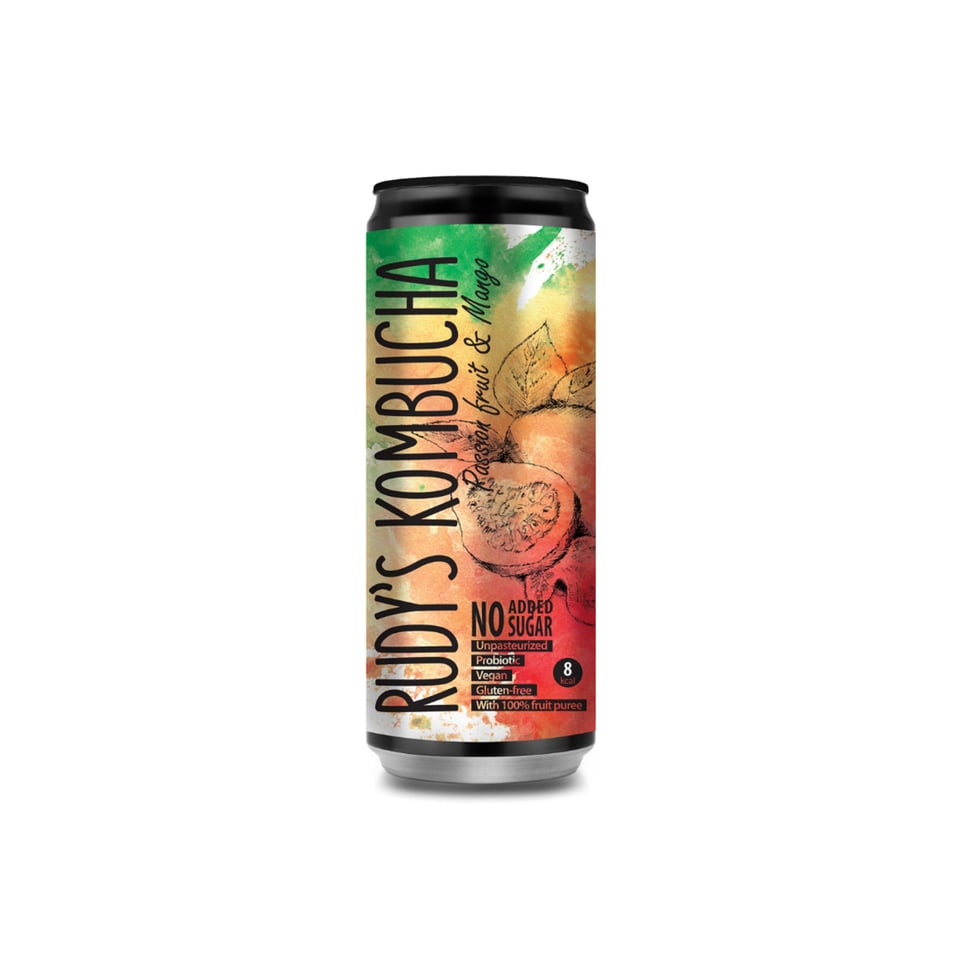 Rudy's Kombucha Passion Fruit & Mango Kombucha 330ml