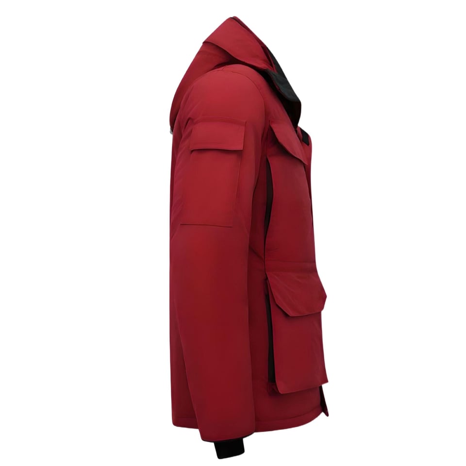 Halflange Mannen Winterjas Met Capuchon -7503 - Rood