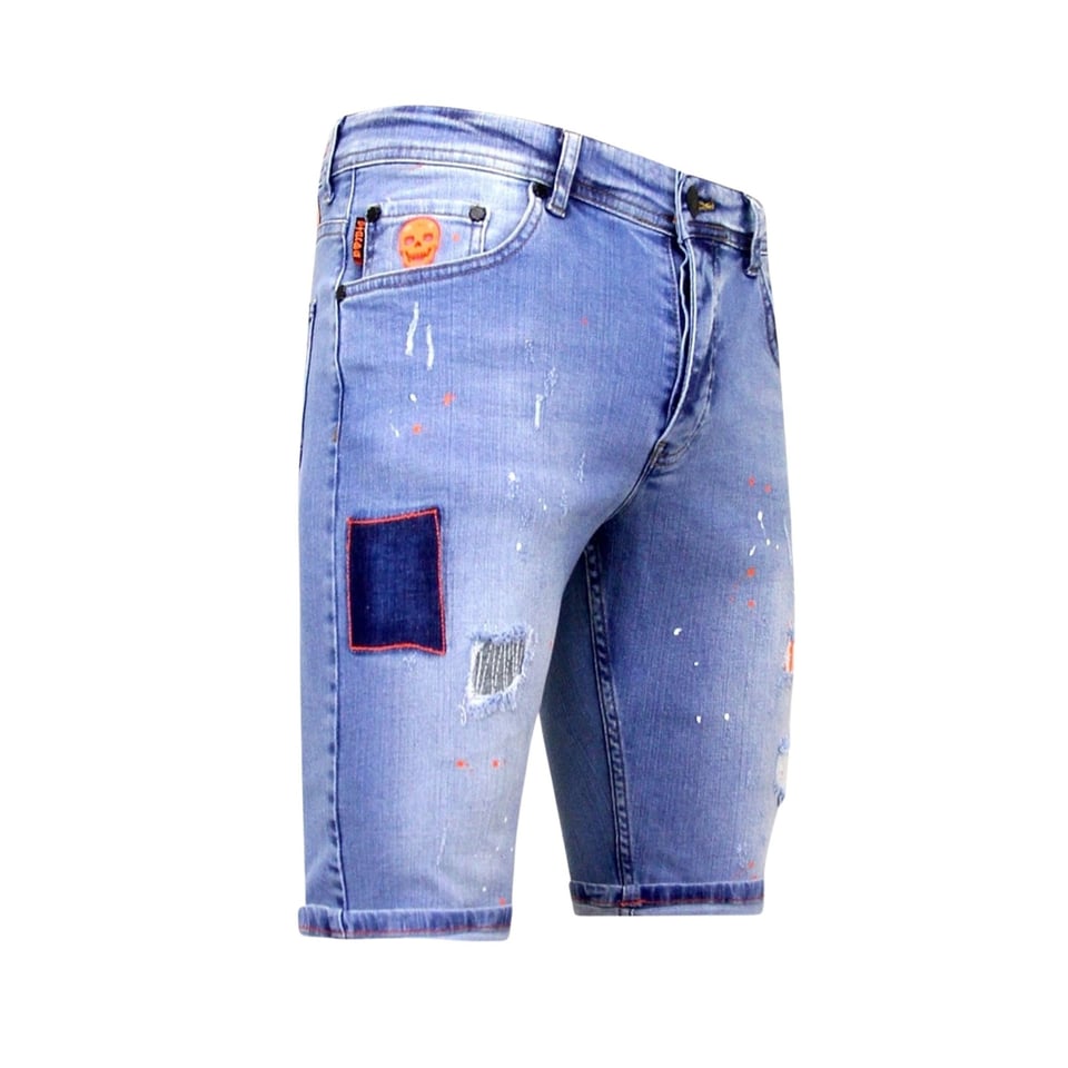 Exclusieve Skinny Jeans Short Heren - 1040 - Blauw