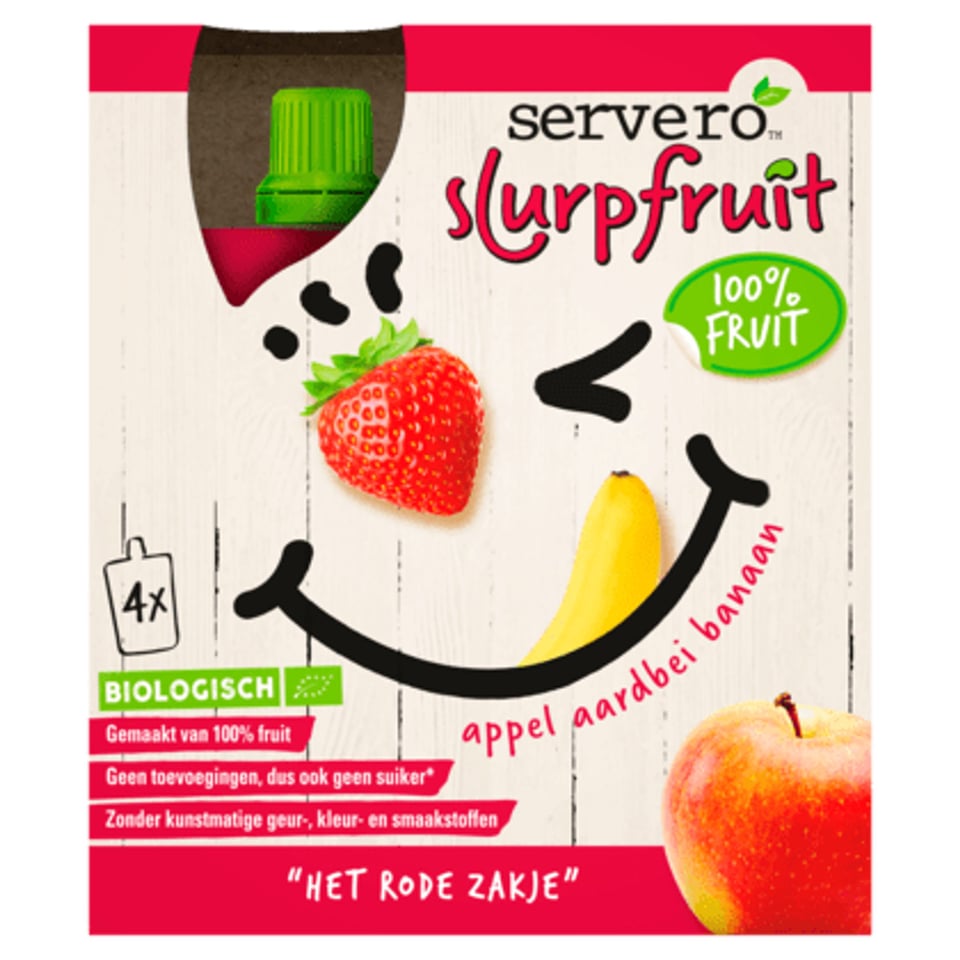 Servero 100% Slurpfruit Rode Zakjes 4x90gr 4x90gr
