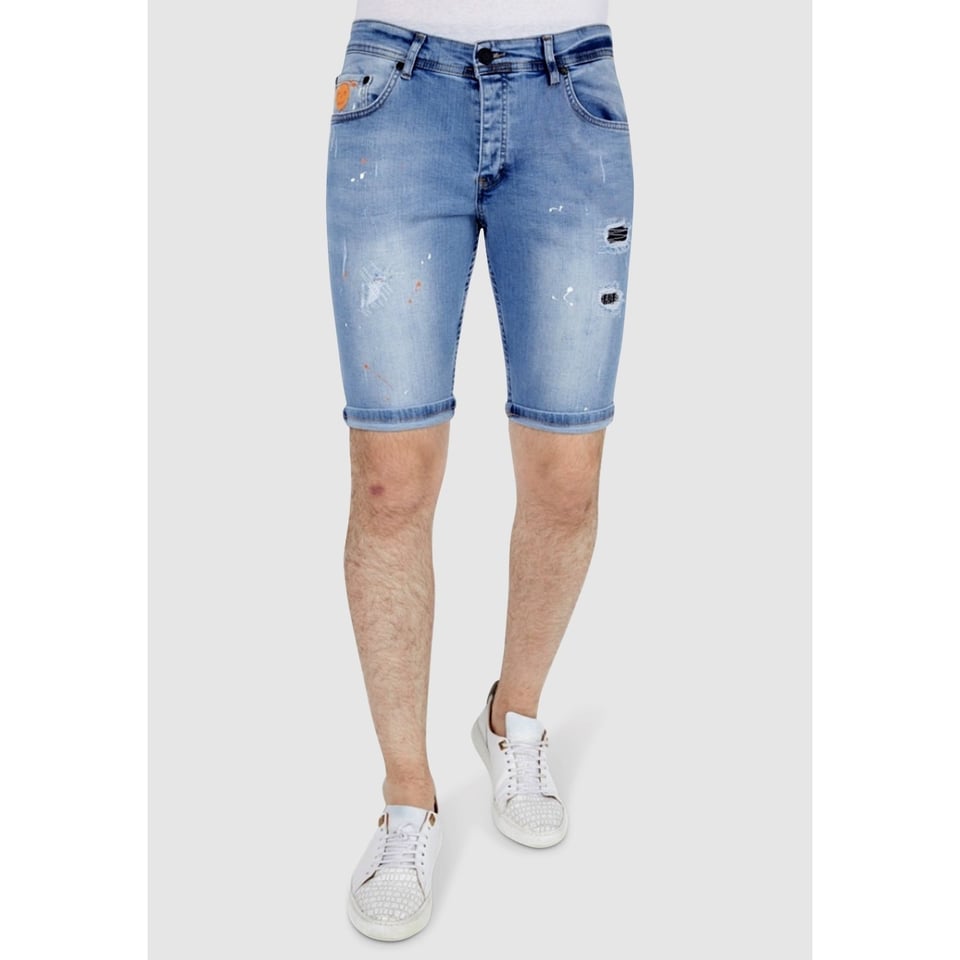 Heren Denim Korte Jeans Slim Fit - 1048 - Blauw