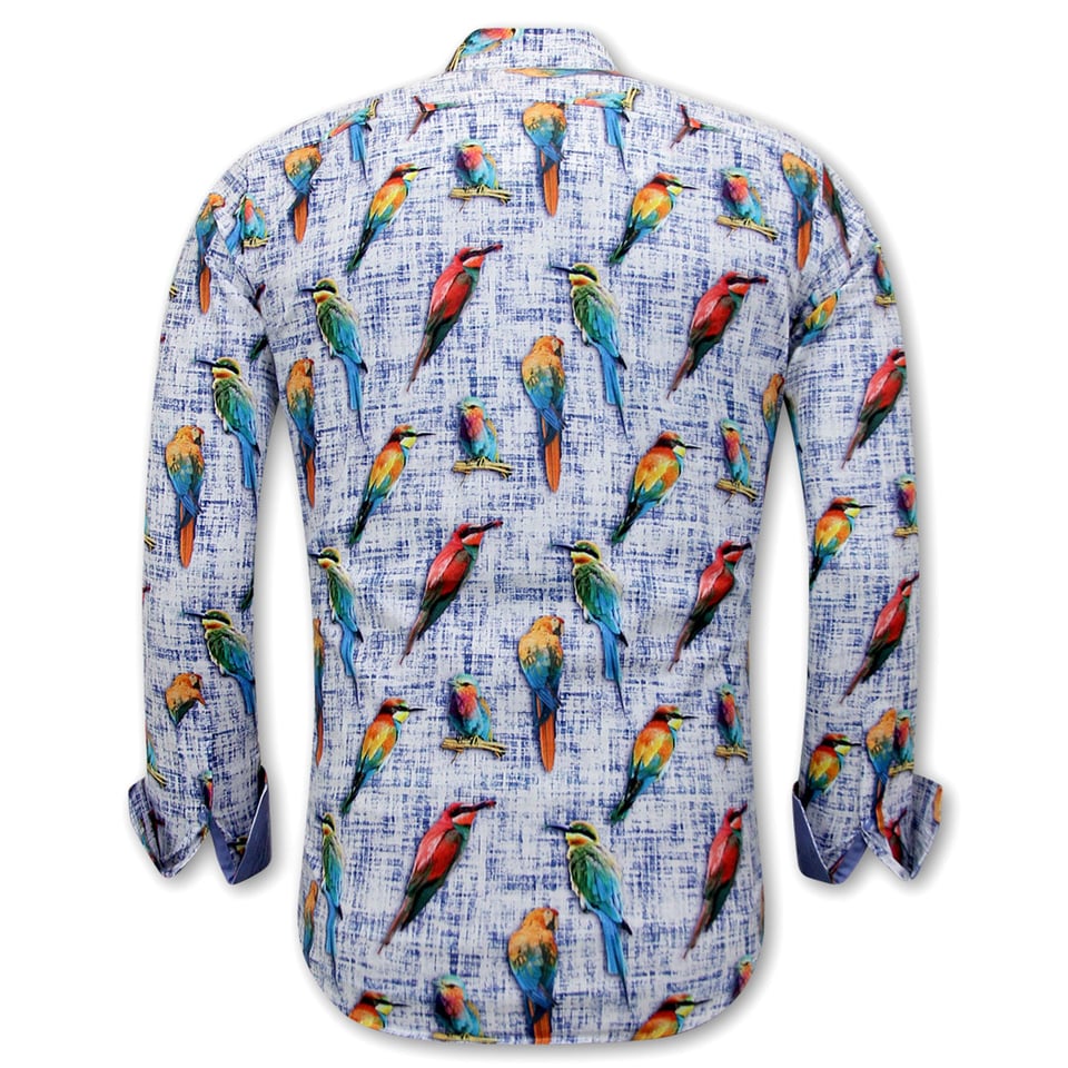 Overhemd Met Vogelprint - 3122 - Blauw
