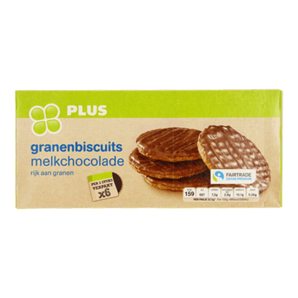 PLUS Granenbiscuit Choco Fairtrade