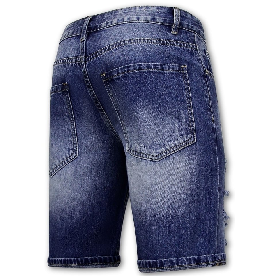 Korte Spijkerbroek Met Gaten - Denim Short - 953- Blauw