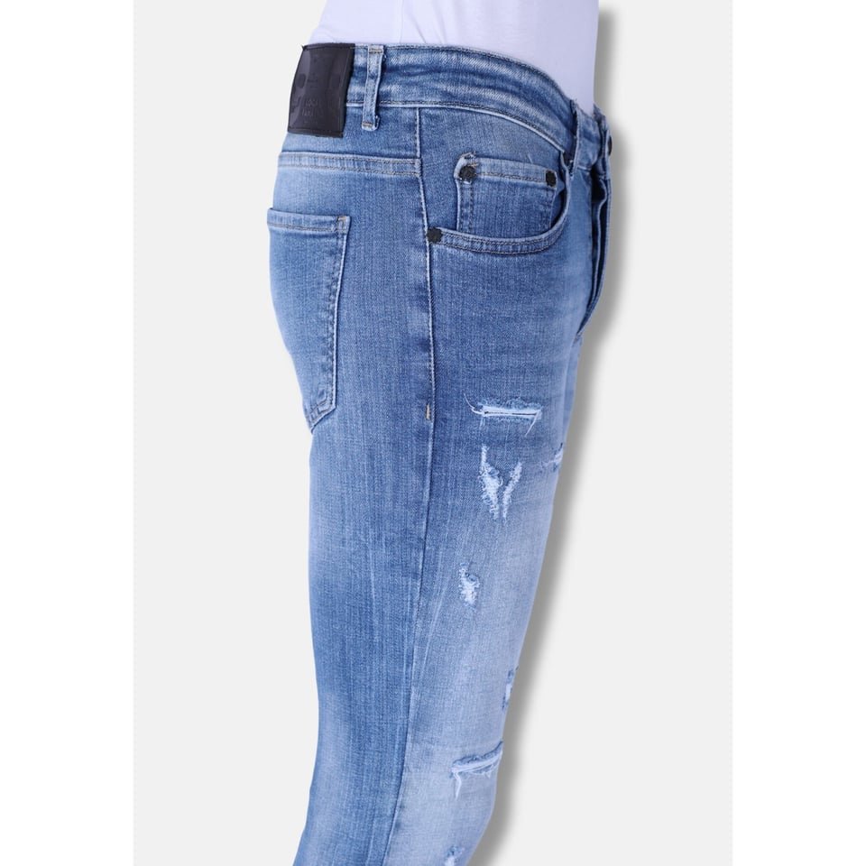 Stonewashed Slim Fit Heren Jeans Met Stretch -1098 - Blauw