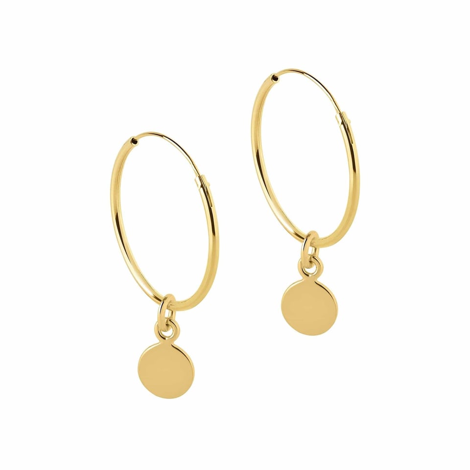 Gold Plated Hoop Earrings with Round 18 MM