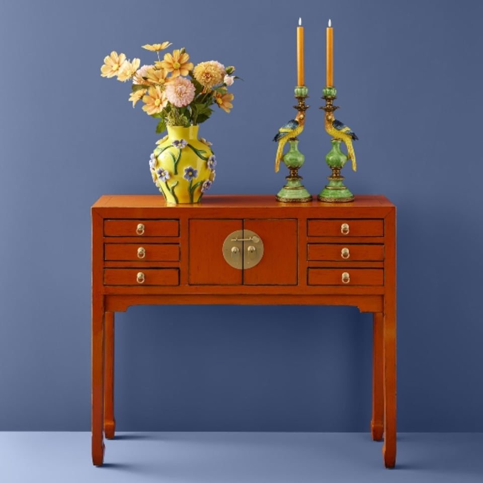 Tafel & Ladekast Dynasty Vintage Oranje Goud Hout 100x26x87cm