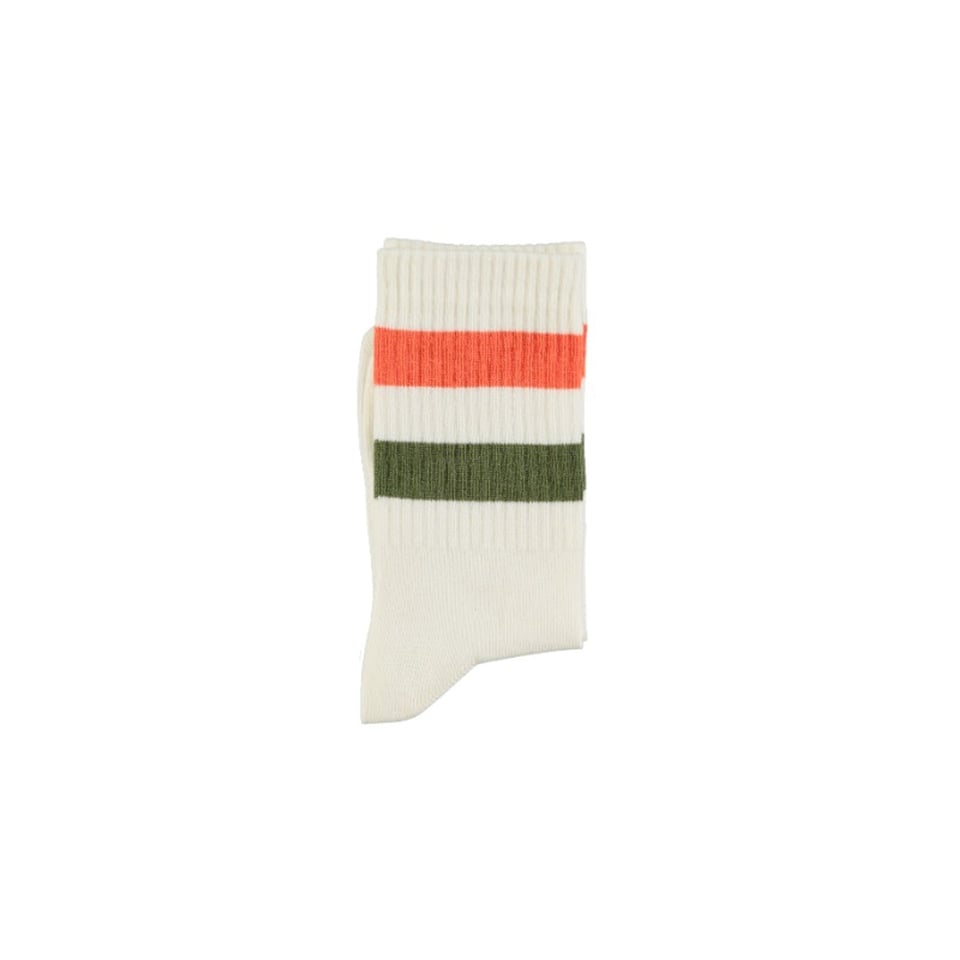 Piupiuchick Socks Ecru Green & Orange Stripes