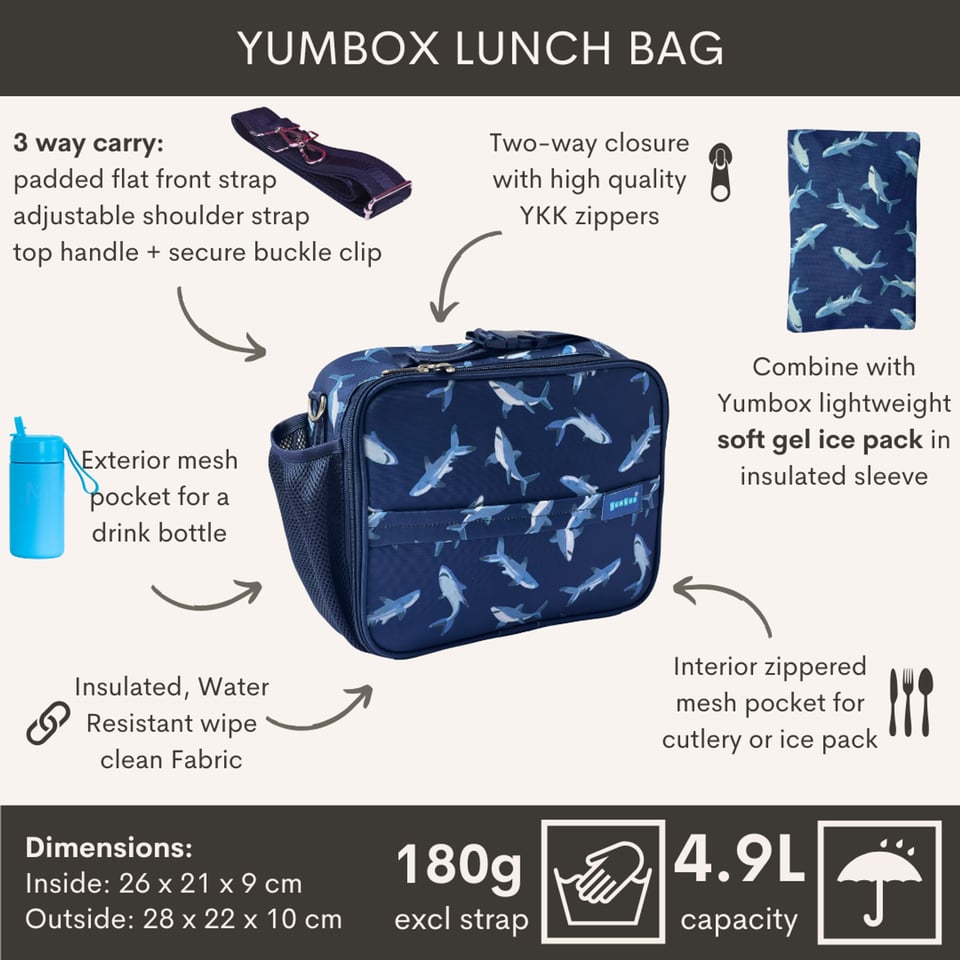 Yumbox Lunch Bag Pacific Haai - Blauw