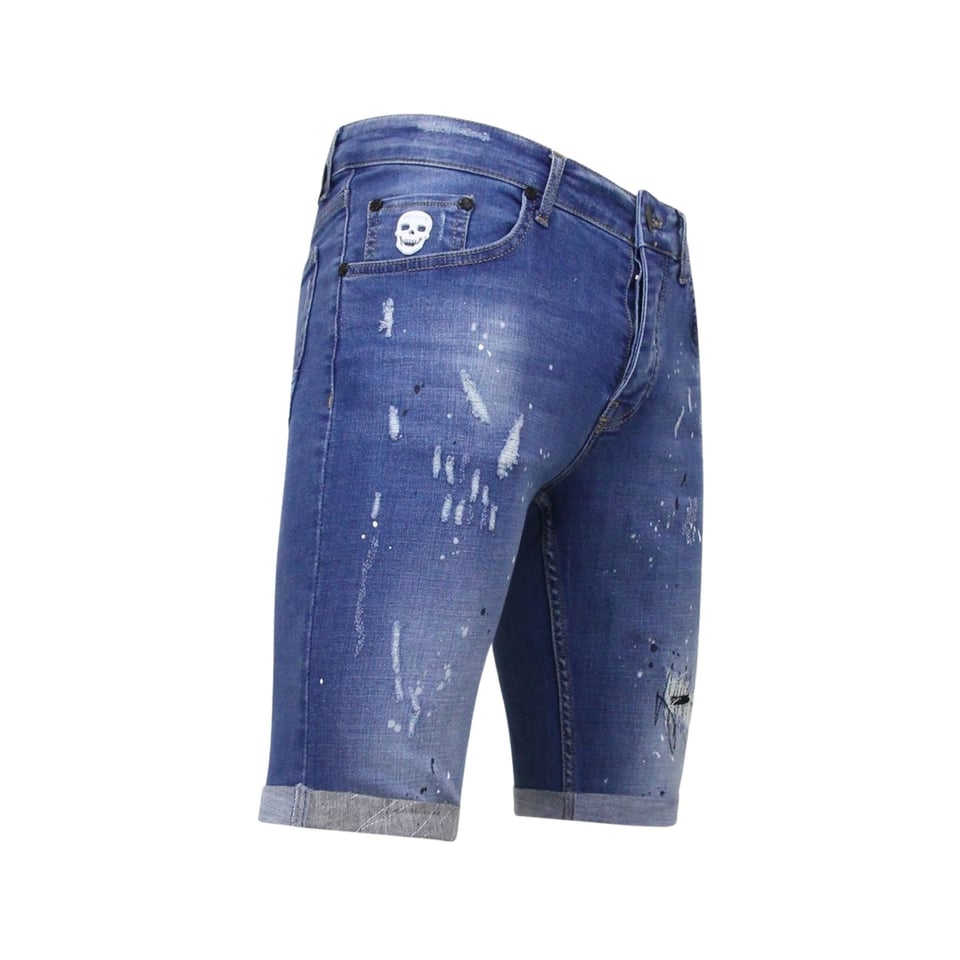 Korte Broek Skinny Met Verfspatten -1031-SH- Blauw