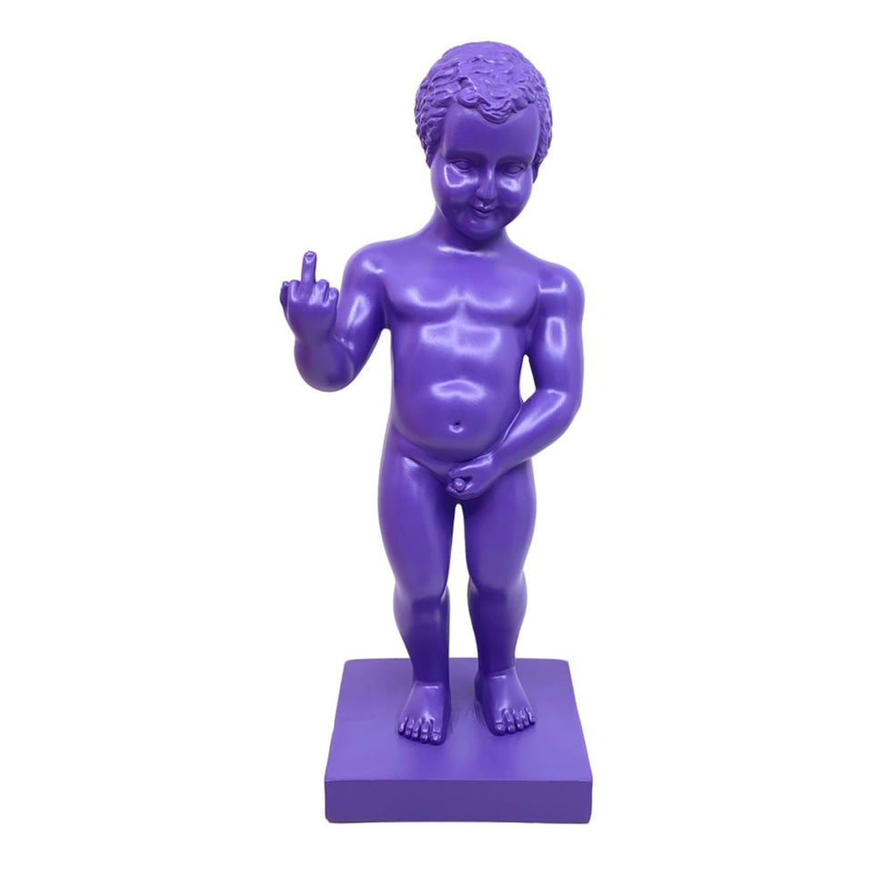 Beeldje Manneken Pis Fuck You Paars 30cm