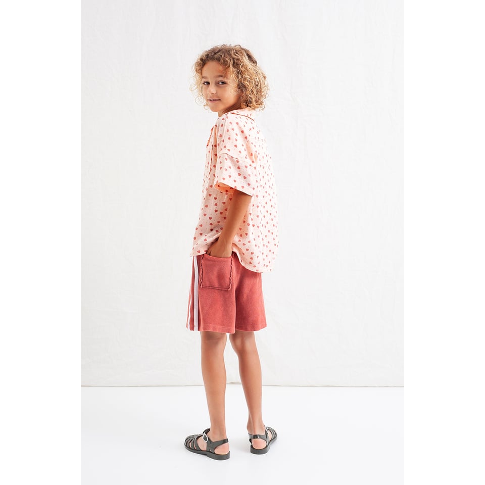Tocoto Vintage Terry Shorts With Side Stripes Dark Pink