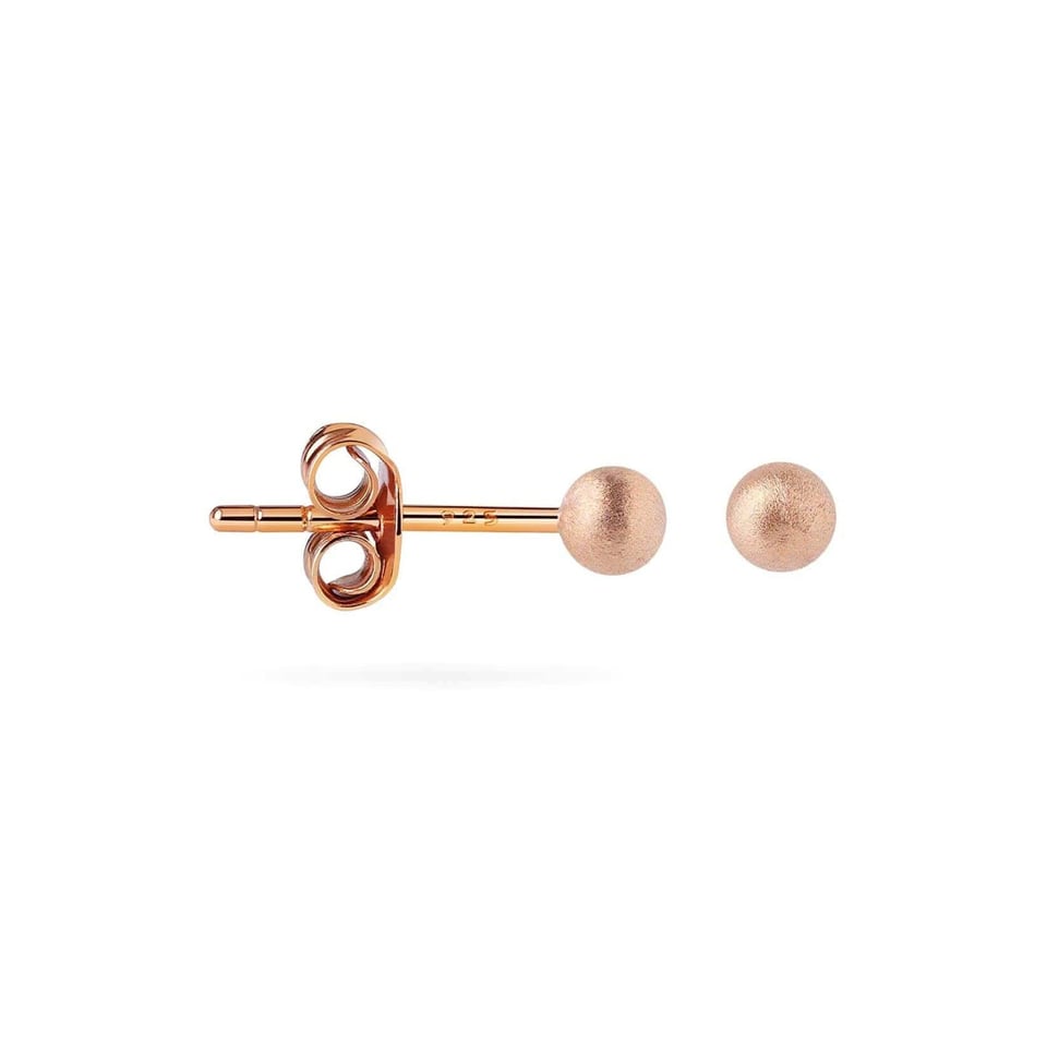 Matte Rose Gold Plated Classic Stud Earrings 3 MM
