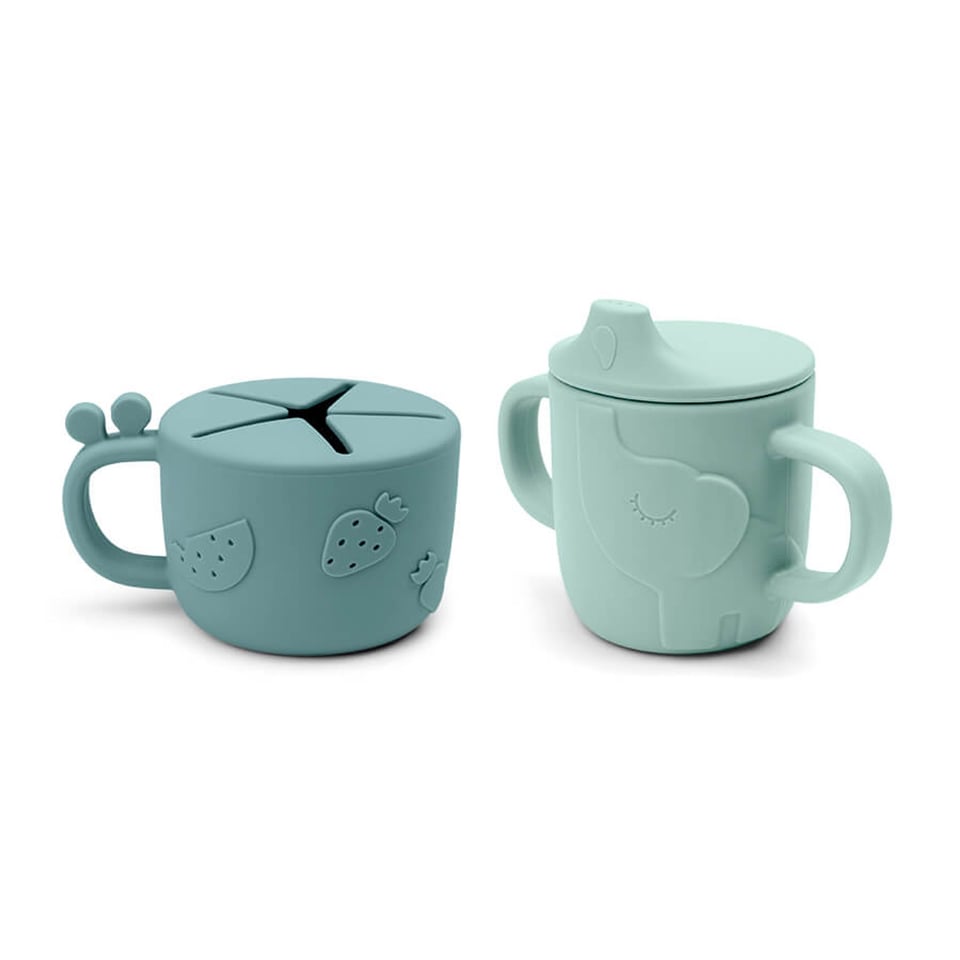 Peekaboo Spout/snack Cup Set Deer Friends Blue