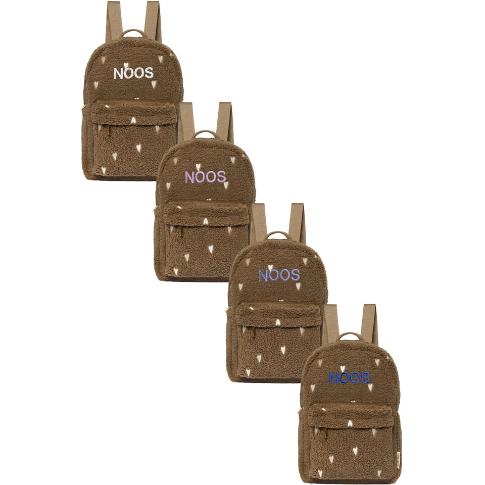 Brown Teddy Hearts MIDI Backpack with Front Pocket