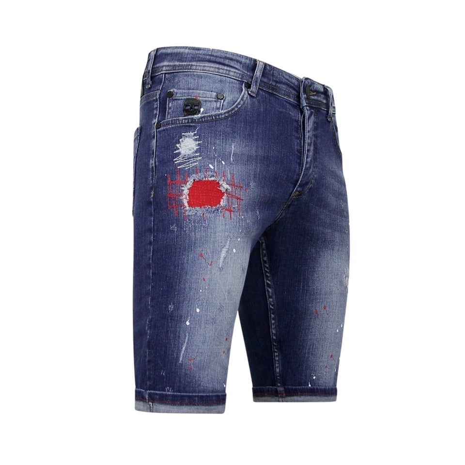 Exclusieve Korte Spijkerbroek Heren Stretch - 1041 - Blauw