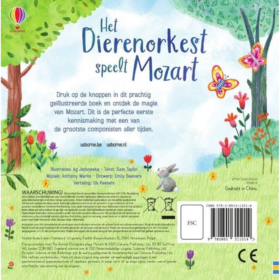 Usborne Geluidsboekjes: Het Dierenorkest Speelt Mozart