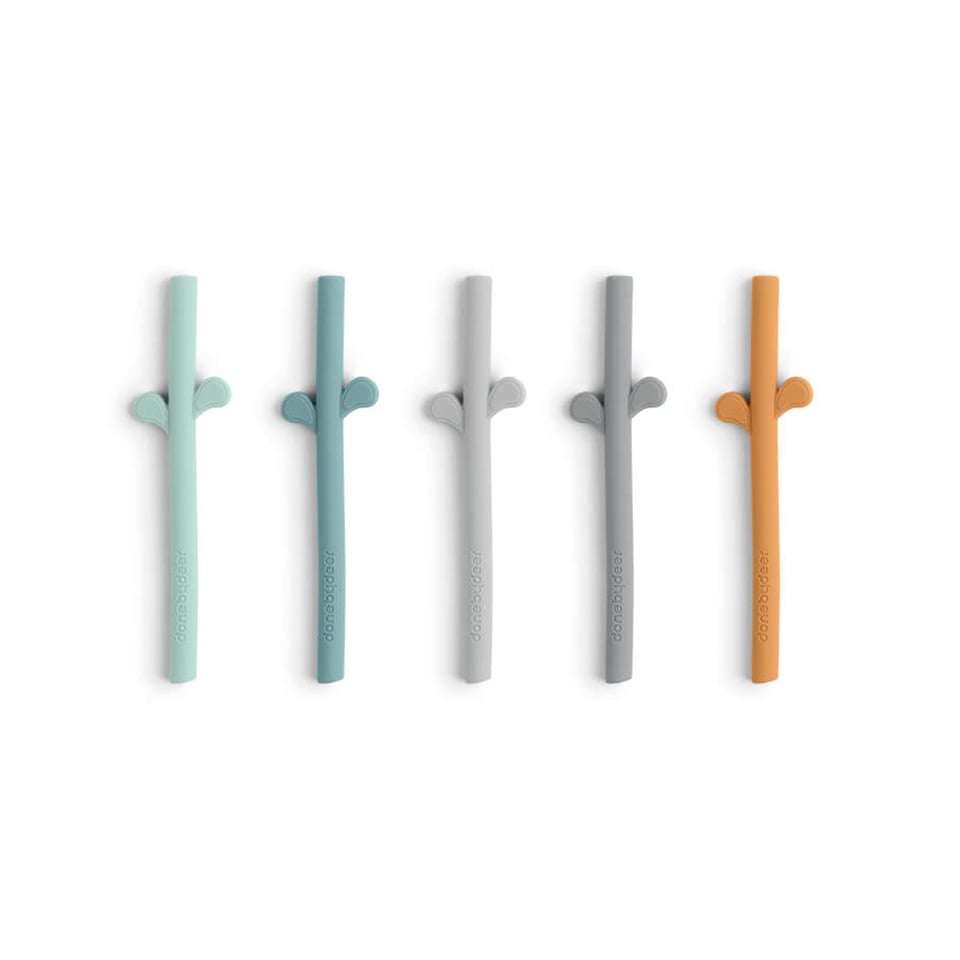 Peekaboo Silicone Straw 5-Pack Blue Mix